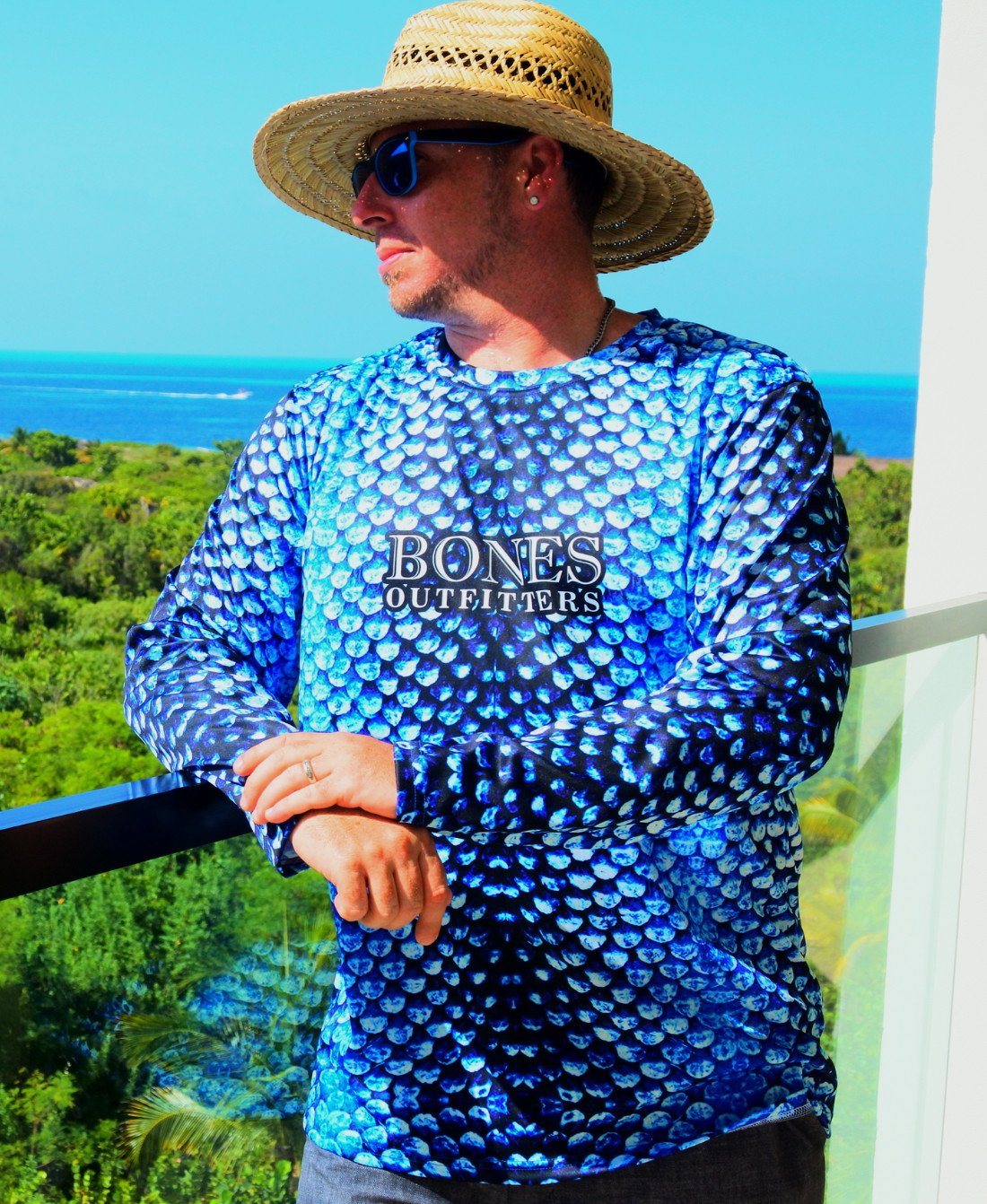 Bold Aqua Scales Long Sleeve - Bones Outfitters
