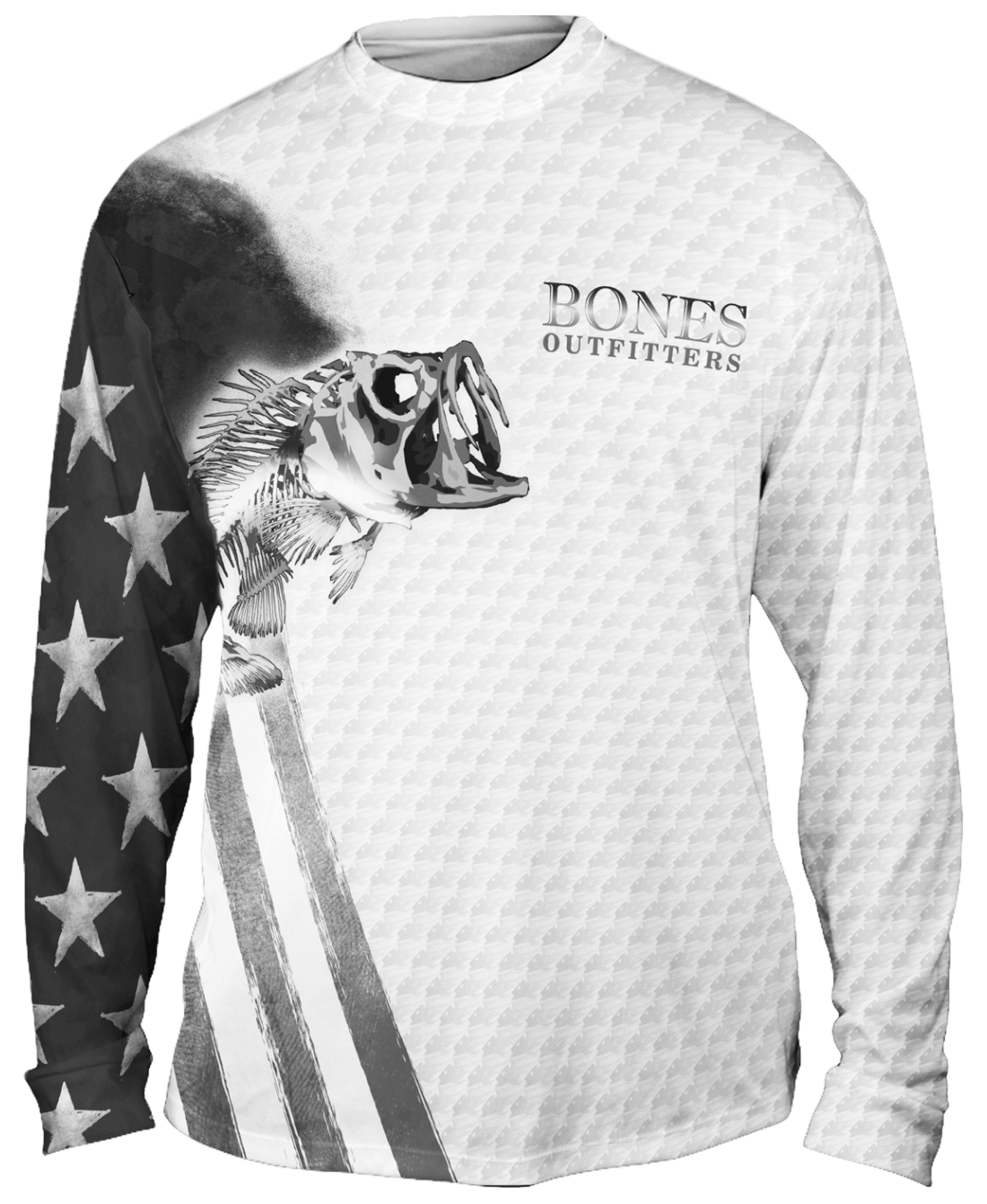 Bass Stars & Stripes Long Sleeve UV Fishing Shirt | Bones Outfitters X-Large / Military