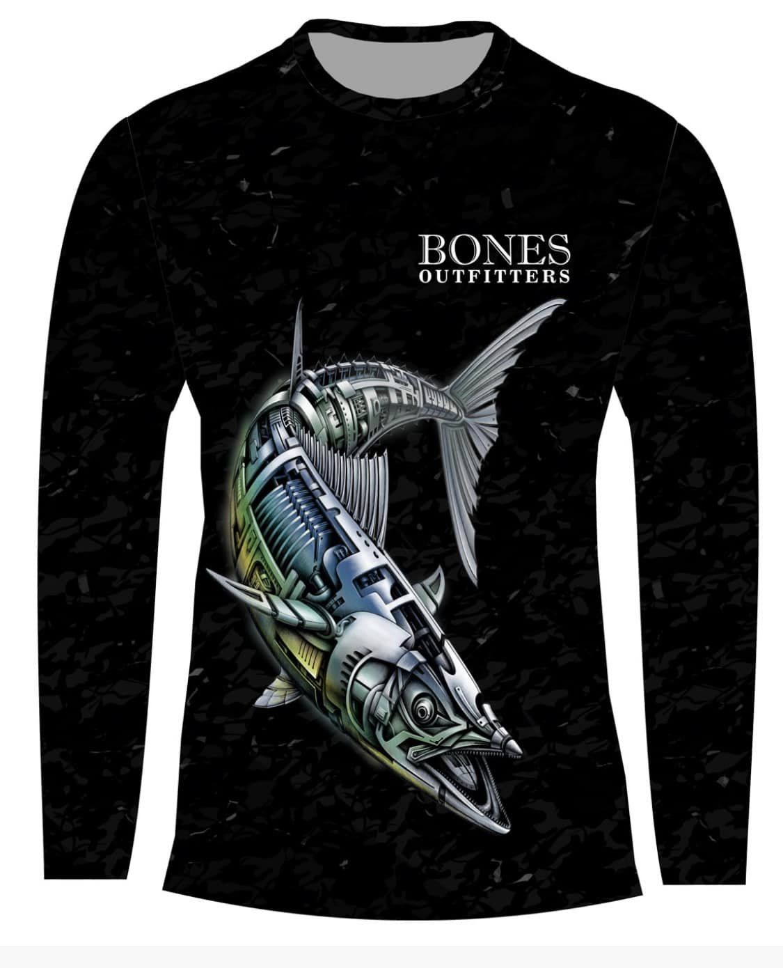 Aqua Camo Steel Long Sleeve  Black - Bones Outfitters