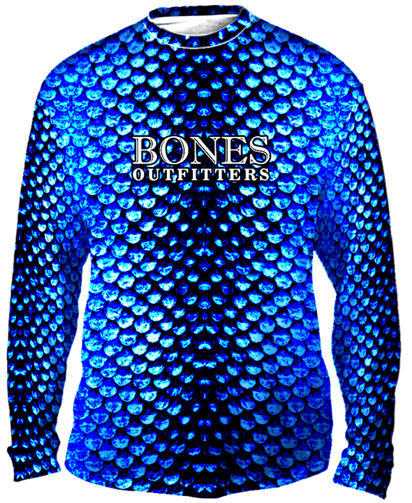 Bold Aqua Scales Long Sleeve Big & Tall - Bones Outfitters