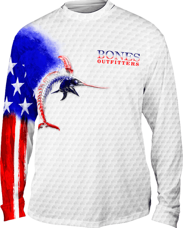Youth Billfish Stars & Stripes Long Sleeve - Bones Outfitters