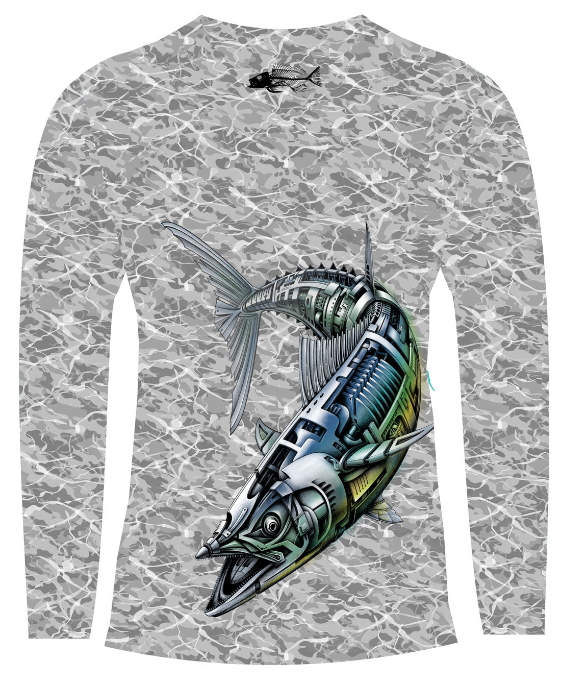 Big & Tall Aqua Camo Long Sleeve Steel - Bones Outfitters