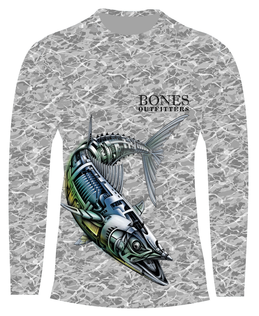 Big & Tall Aqua Camo Long Sleeve Steel - Bones Outfitters