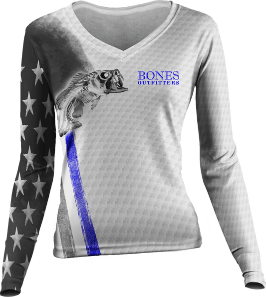 Womens Bass Stars & Stripes Active Duty Long Sleeve - Bones Outfitters