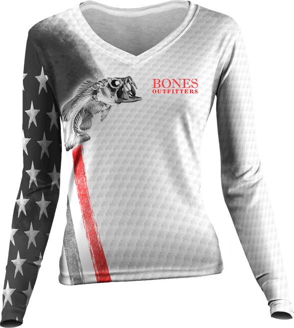 Womens Bass Stars & Stripes Long Sleeve - Bones Outfitters