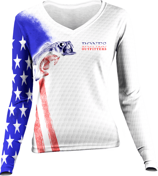 Womens Bass Stars & Stripes Long Sleeve - Bones Outfitters