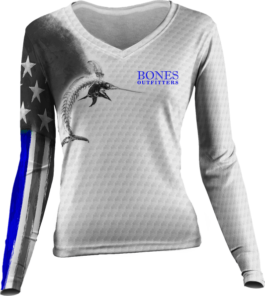 Womens Billfish Stars & Stripes Active Duty Long Sleeve - Bones Outfitters