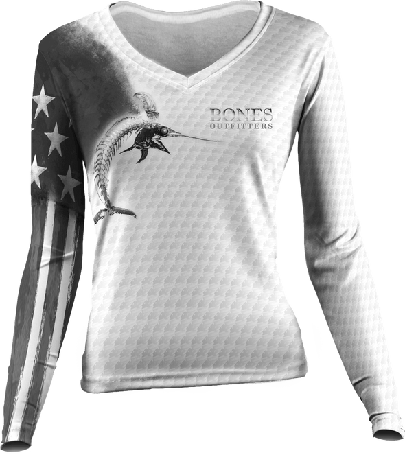 Womens Billfish Stars & Stripes Active Duty Long Sleeve - Bones Outfitters