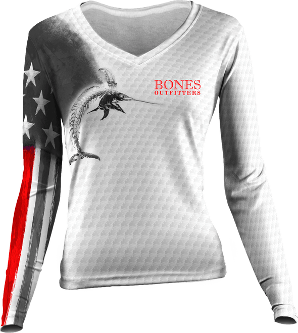 Womens Billfish Stars & Stripes Long Sleeve - Bones Outfitters